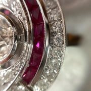 18k White Gold Diamond & Ruby Cluster Ring
