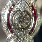 18k White Gold Diamond & Ruby Cluster Ring