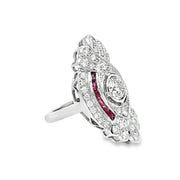 18k White Gold Diamond & Ruby Cluster Ring