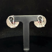 18k White Gold Natural Ruby and Diamond Halo Earrings