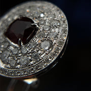 18k White Gold Natural Ruby and Diamond Halo Earrings
