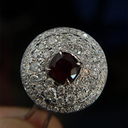 18k White Gold Natural Ruby and Diamond Halo Earrings