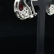 18k White Gold Natural Ruby and Diamond Halo Earrings