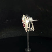 18k White Gold Natural Ruby and Diamond Halo Earrings
