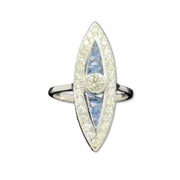 18k White Gold Marquise Shape Diamond & Sapphire Ring