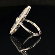 18k White Gold Marquise Shape Diamond & Sapphire Ring
