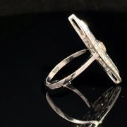 18k White Gold Marquise Shape Diamond & Sapphire Ring