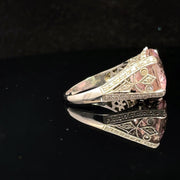 18k White Gold Kunzite and Diamond Ring