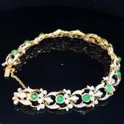 18k Yellow Gold Exquisite Emerald and Diamond Bracelet