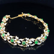 18k Yellow Gold Exquisite Emerald and Diamond Bracelet