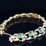 18k Yellow Gold Exquisite Emerald and Diamond Bracelet