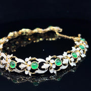 18k Yellow Gold Exquisite Emerald and Diamond Bracelet
