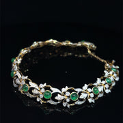 18k Yellow Gold Exquisite Emerald and Diamond Bracelet