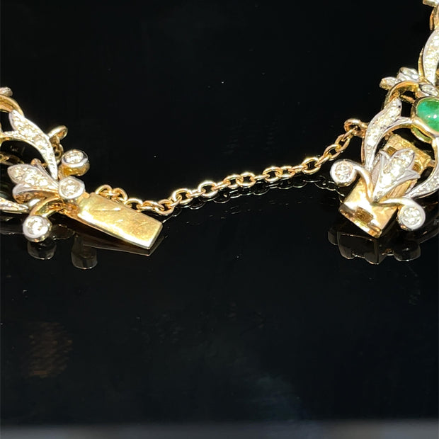 18k Yellow Gold Exquisite Emerald and Diamond Bracelet