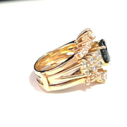 14k Yellow Gold Diamond & Oval Sapphire Ring