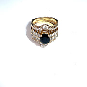14k Yellow Gold Diamond & Oval Sapphire Ring