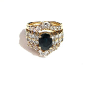 14k Yellow Gold Diamond & Oval Sapphire Ring