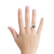 14k Yellow Gold Diamond & Oval Sapphire Ring