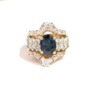 14k Yellow Gold Diamond & Oval Sapphire Ring