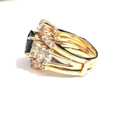 14k Yellow Gold Diamond & Oval Sapphire Ring
