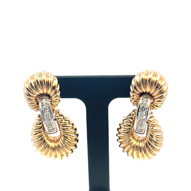 HENRY DANKNER 14k Yellow Gold & White Gold Drop Earrings