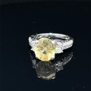 18k White Gold Yellow Sapphire and Diamond Ring