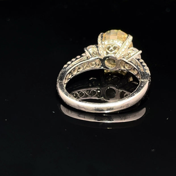 18k White Gold Yellow Sapphire and Diamond Ring