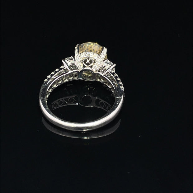 18k White Gold Yellow Sapphire and Diamond Ring