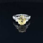 18k White Gold Yellow Sapphire and Diamond Ring