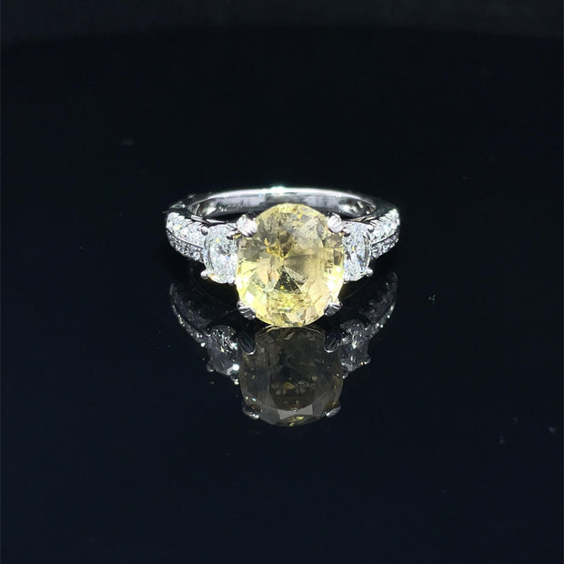 18k White Gold Yellow Sapphire and Diamond Ring