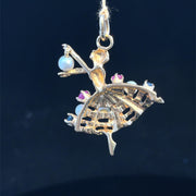Solid Gold Multigems  Ballerina Charm Pendant