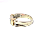 14K Two Tone Gold 3 Stone Natural Diamond Band Ring