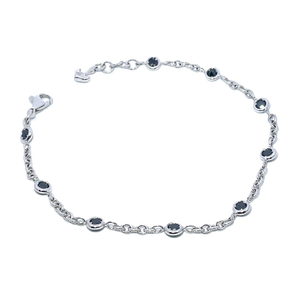 Leo Pizzo Designer 18k White Gold Black Diamond Bracelet