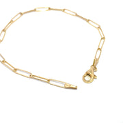 14K Yellow Gold Paper Clip Chain Bracelet