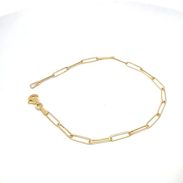 14K Yellow Gold Paper Clip Chain Bracelet
