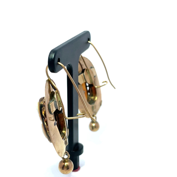 14k Yellow Gold Ladies Cameo Antique Earrings