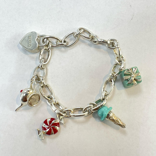 Tiffany & Co. Sterling Silver 925 Multiple Charms link Bracelet