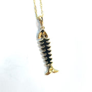18k/14k Yellow Gold Diamond Inlaid Fishbone pendant
