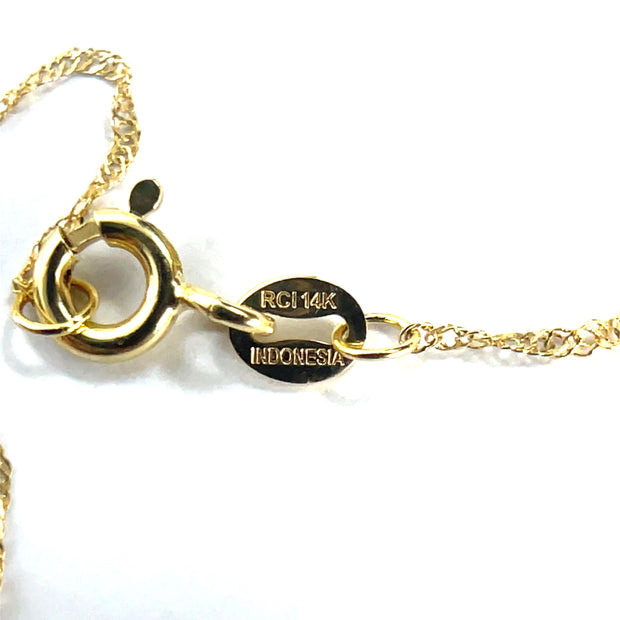 18k/14k Yellow Gold Diamond Inlaid Fishbone pendant