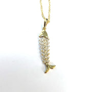 18k/14k Yellow Gold Diamond Inlaid Fishbone pendant