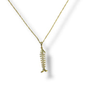 18k/14k Yellow Gold Diamond Inlaid Fishbone pendant