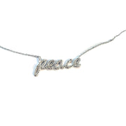Solid White Gold Diamond Studded Peace Necklace