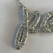 Solid White Gold Diamond Studded Peace Necklace