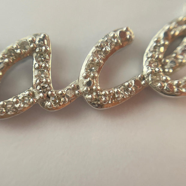 Solid White Gold Diamond Studded Peace Necklace