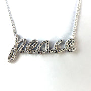 Solid White Gold Diamond Studded Peace Necklace