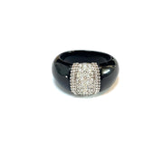Platinum Diamond Ring With Black Onyx Band