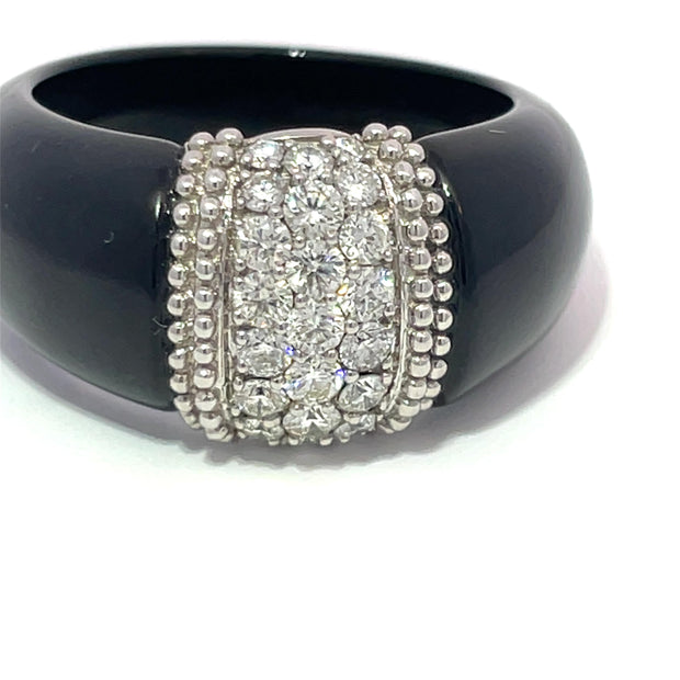Platinum Diamond Ring With Black Onyx Band