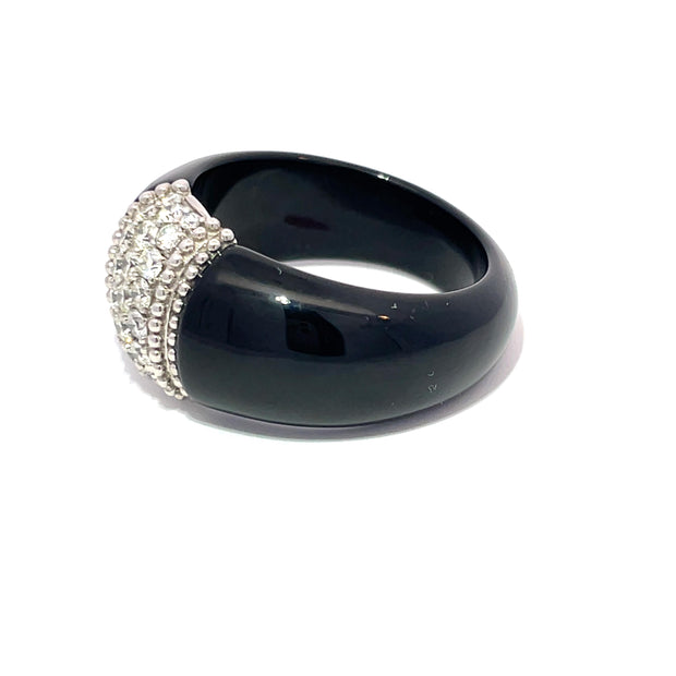 Platinum Diamond Ring With Black Onyx Band