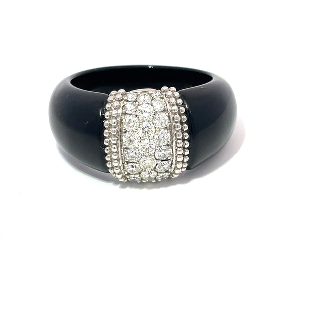 Platinum Diamond Ring With Black Onyx Band