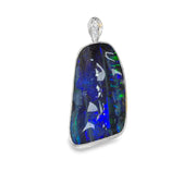 Platinum large Boulder Opal & Diamond Heavy Pendant